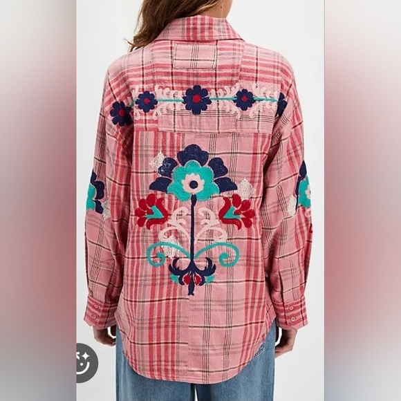 Free People We The Free Embroidered Sashiko Shirt - Picture 2 of 11